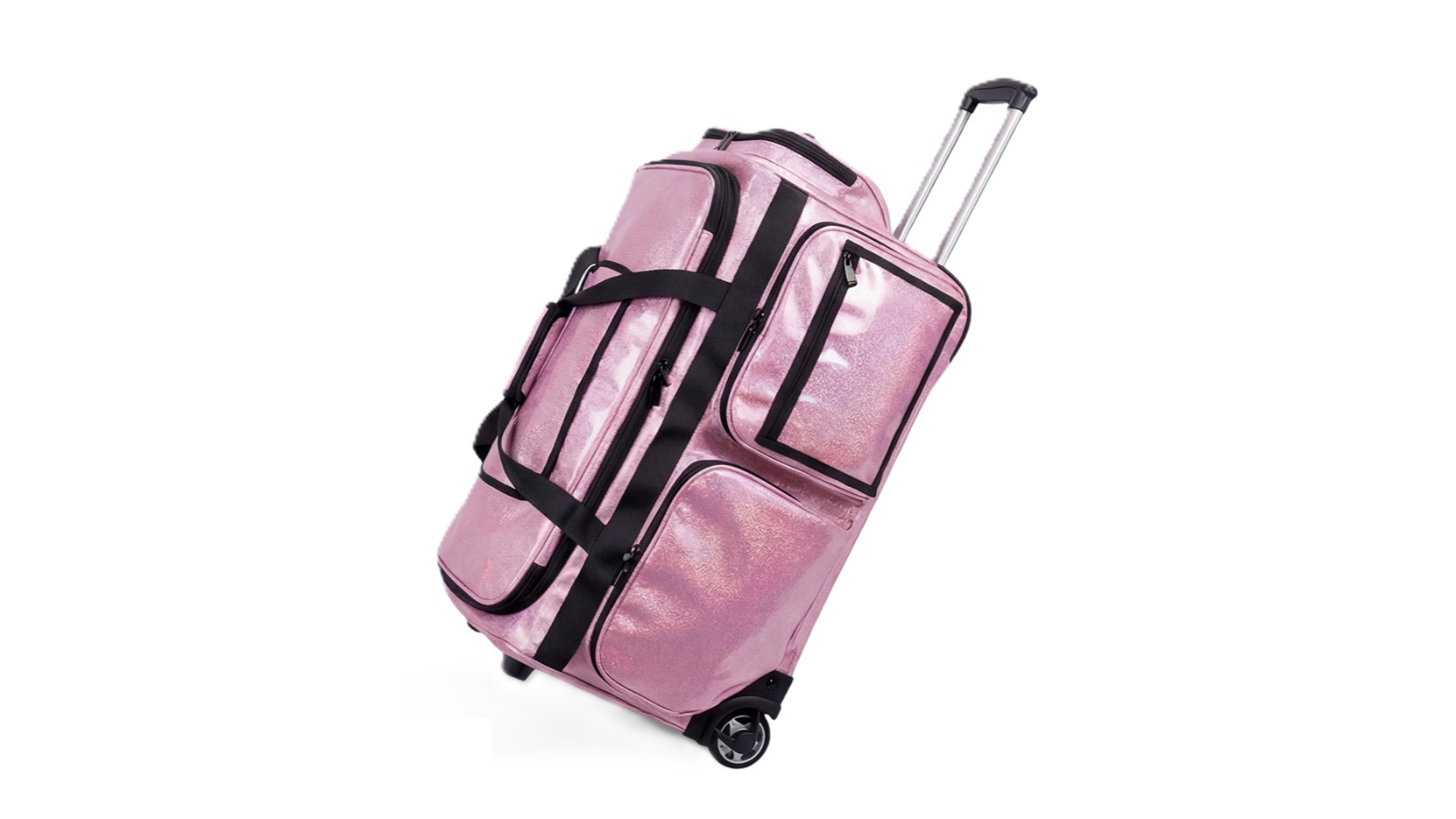 Advwin 26inch Rolling Dance Bag with Garment Rack - Purple/Pink