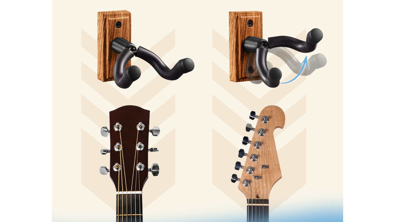 thumbnail image 2 of Guitar Ount Wall Hanger Stand Ukulele Wall Hook Keep Holder Ount Display 2 Pack With Guitar 2 of 13