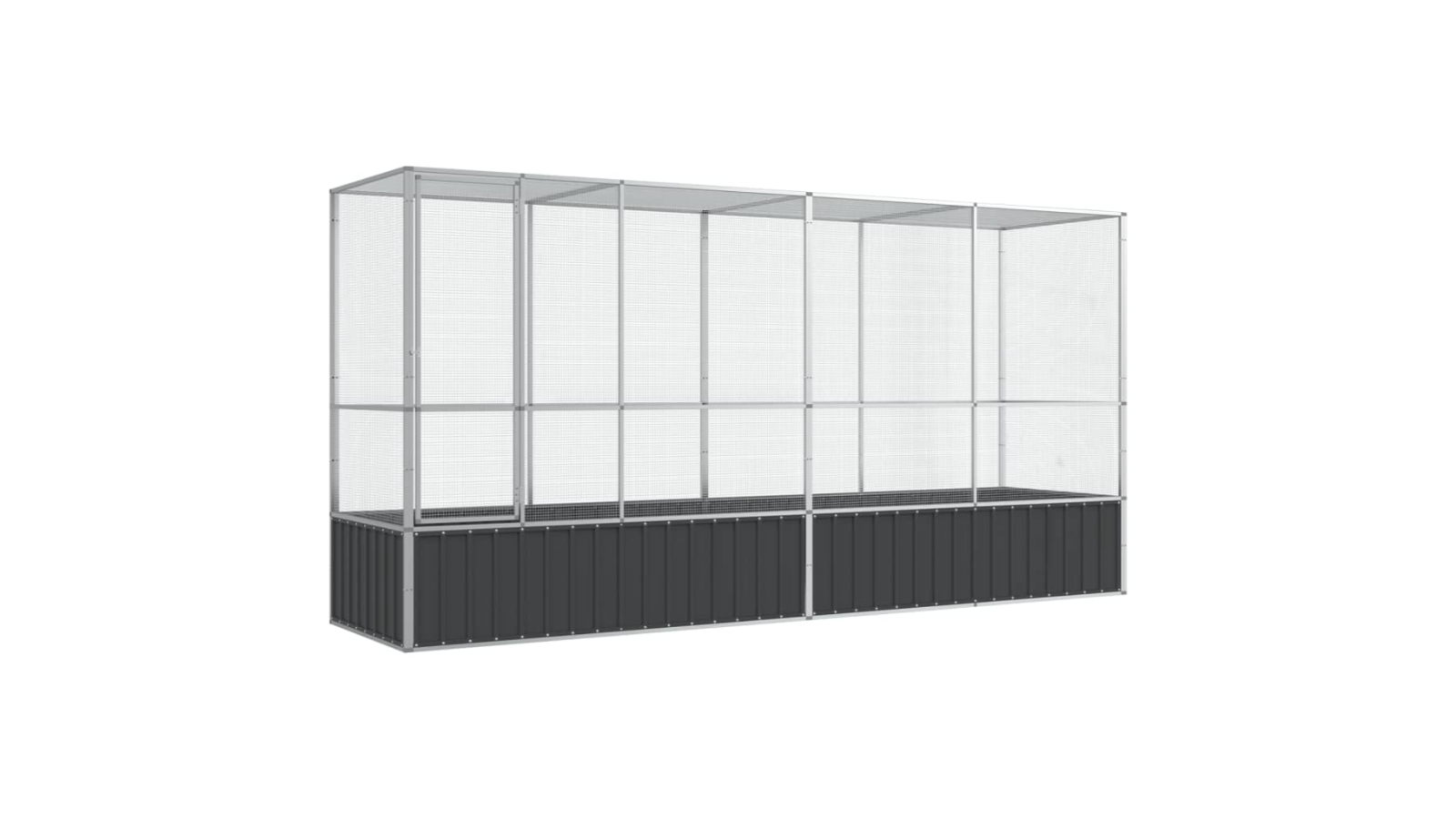 vidaXL Silver Steel Aviary with Extension - 418.5 x 107 x 212cm