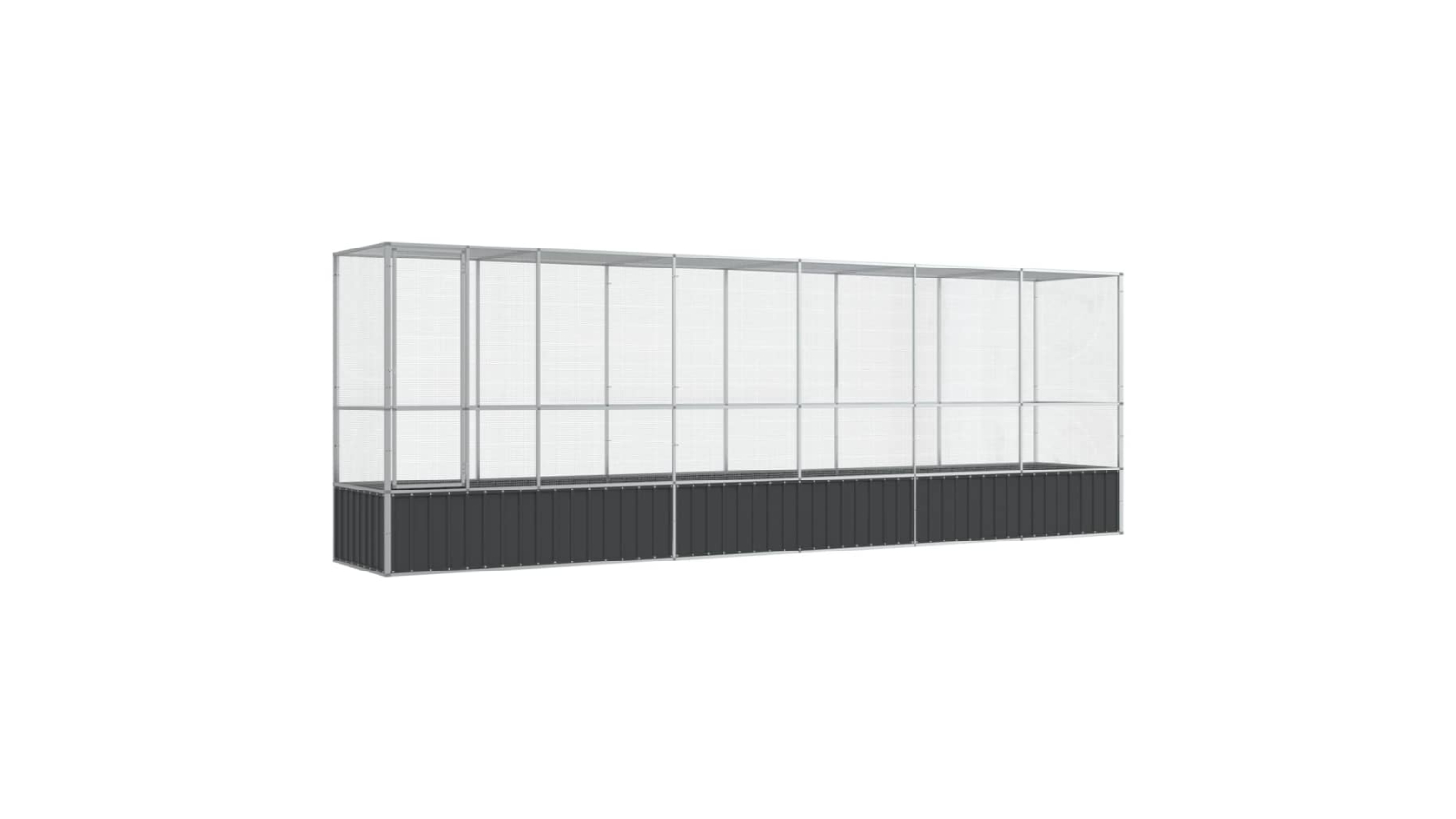vidaXL Silver Steel Aviary with Extension - 626.5 x 107 x 212cm