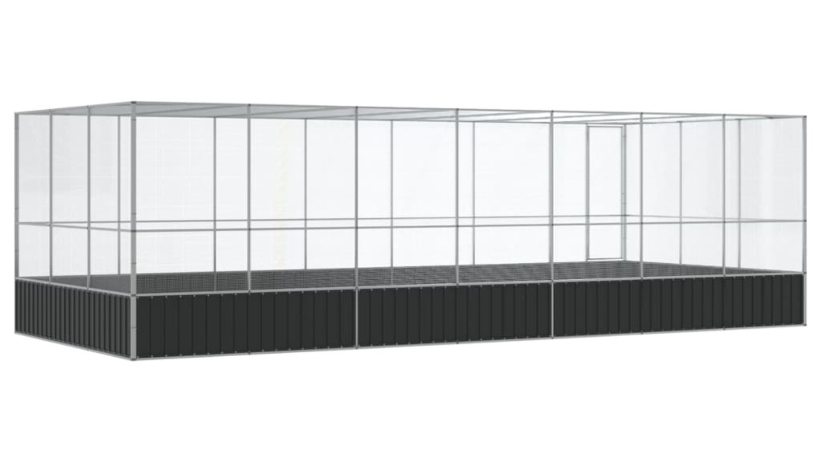 vidaXL Silver Steel Aviary with Extension - 725 x 307 x 212cm