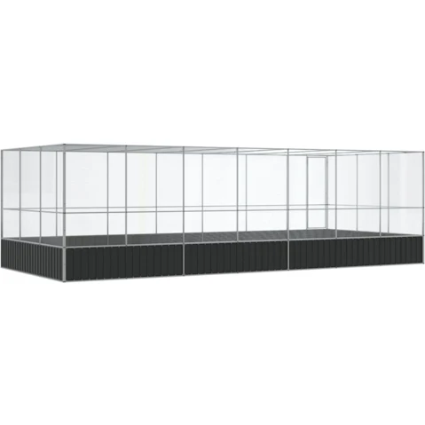 vidaXL Silver Steel Aviary with Extension - 725 x 307 x 212cm