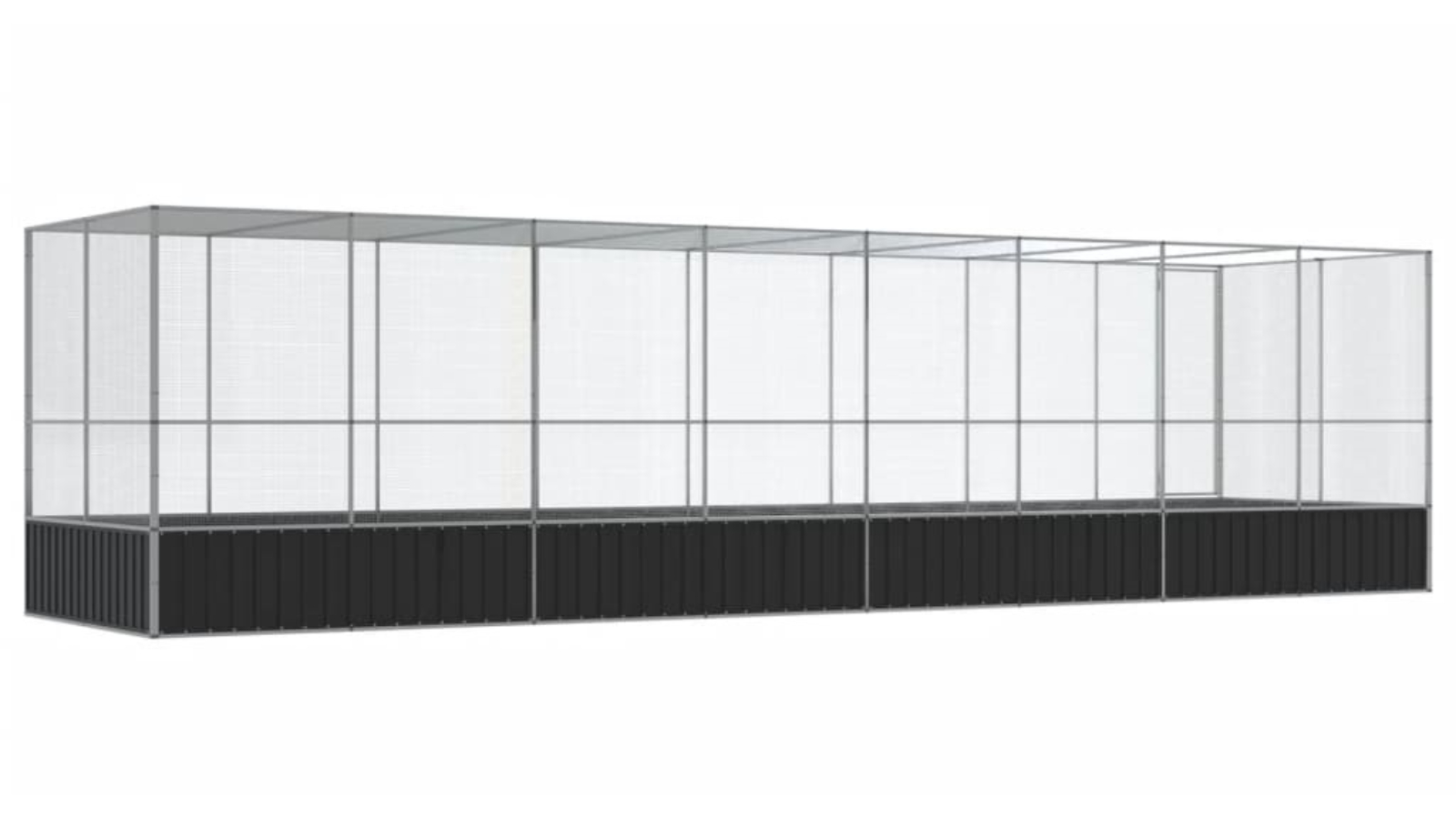 vidaXL Silver Aviary with Extension - 832 x 207 x 212cm