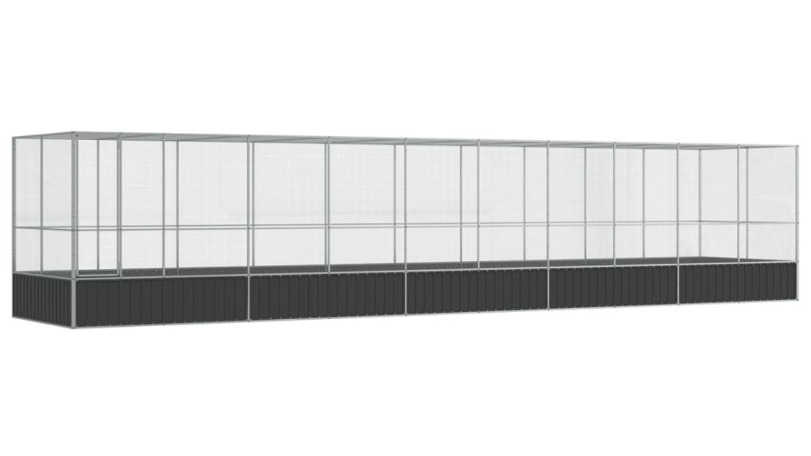 vidaXL Silver Steel Aviary with Extension - 1039 x 207 x 212cm