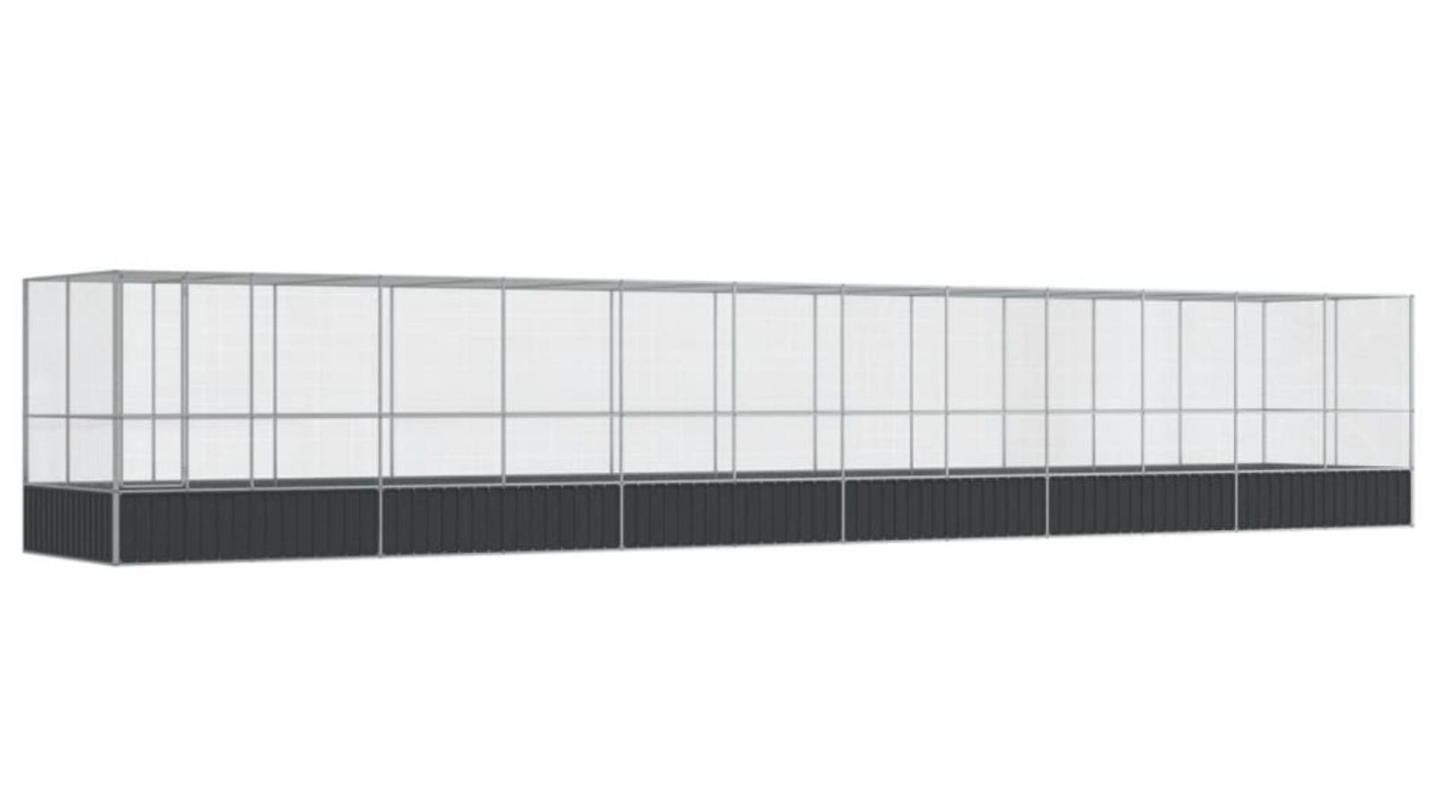 vidaXL Silver Aviary with Extension - 1246 x 207 x 212cm
