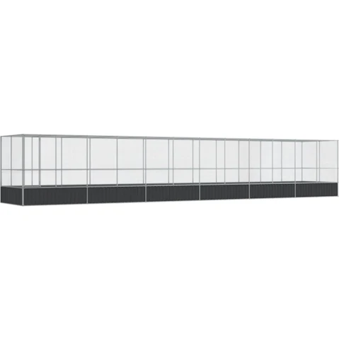 vidaXL Silver Aviary with Extension - 1246 x 207 x 212cm
