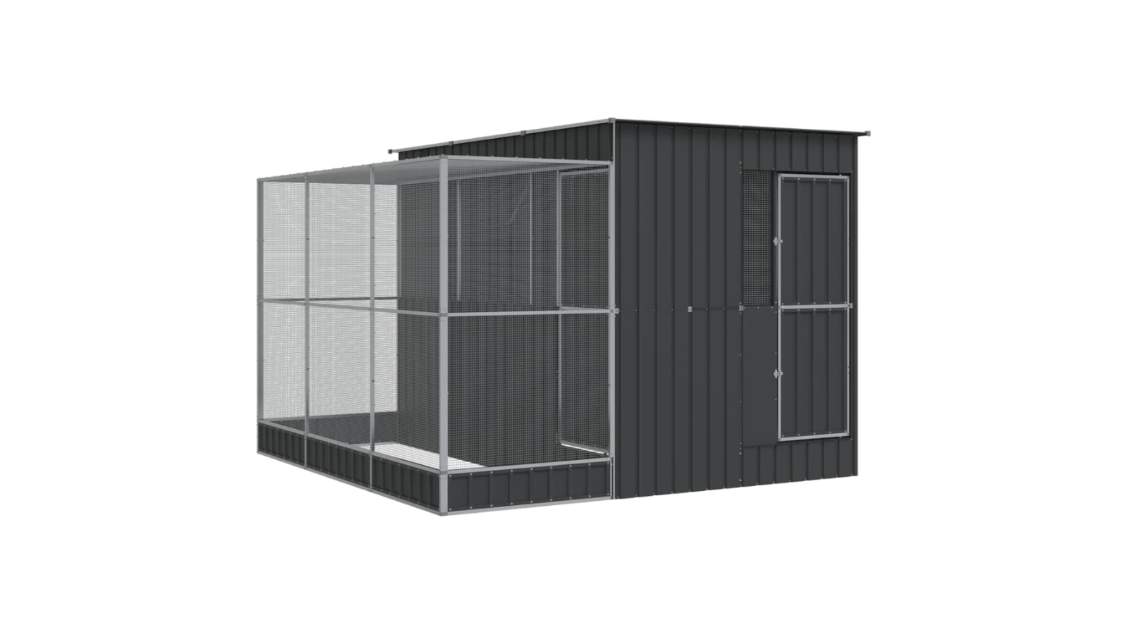 vidaXL Silver Steel Aviary with Extension - 290 x 303 x 216cm