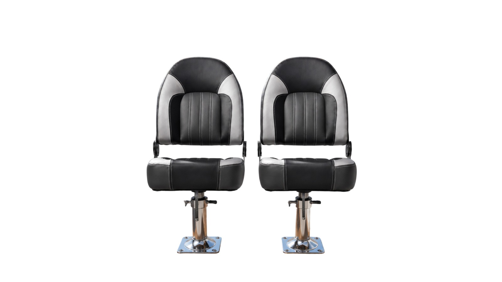 Advwin Pack of 2 Folding High Back Marine Boat Seat - 61cm