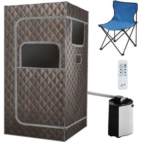 Maxkon Foldable Steam Sauna Box with Chair and Remote Control