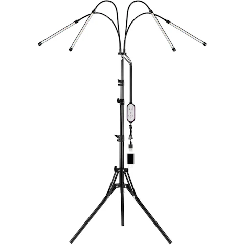 Adjustable Stand 4 Head Auto Timer 80 LED Grow Lamp Light Indoor Flower