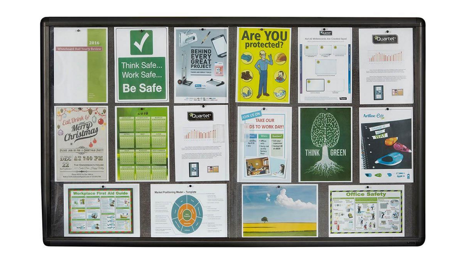 Quartet 90 x 150cm Noticeboard Fabric Glass