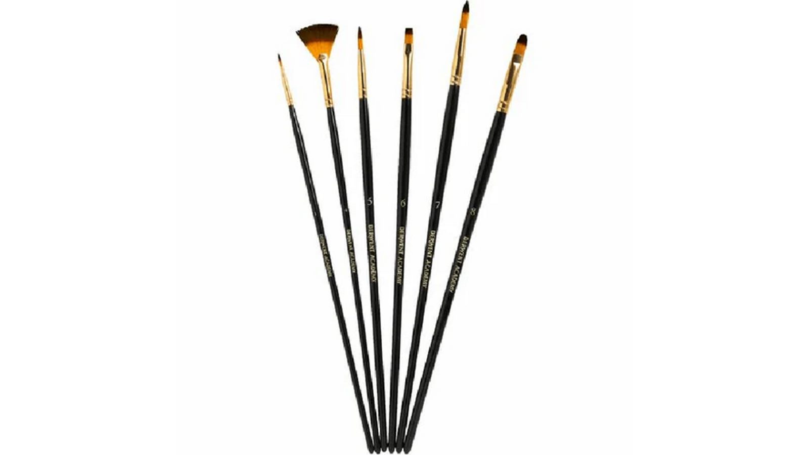 Derwent Academy Taklon Paint Brushes Small Assorted Tips - Pack of 6