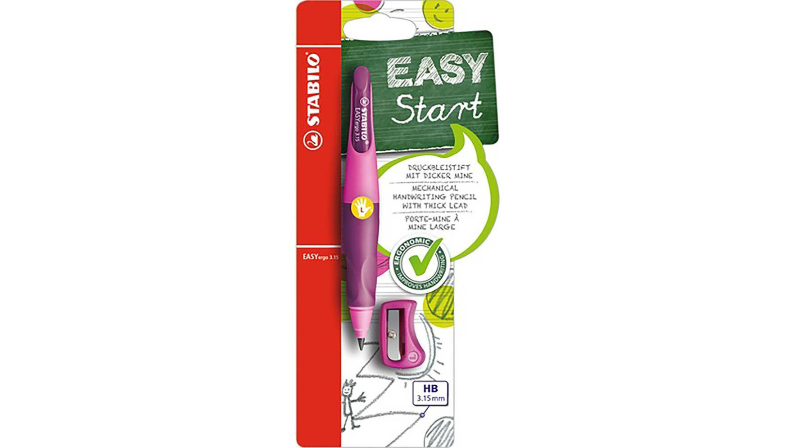 Stabilo Easy Ergo Left Hand Mechanical Pencil - Pink