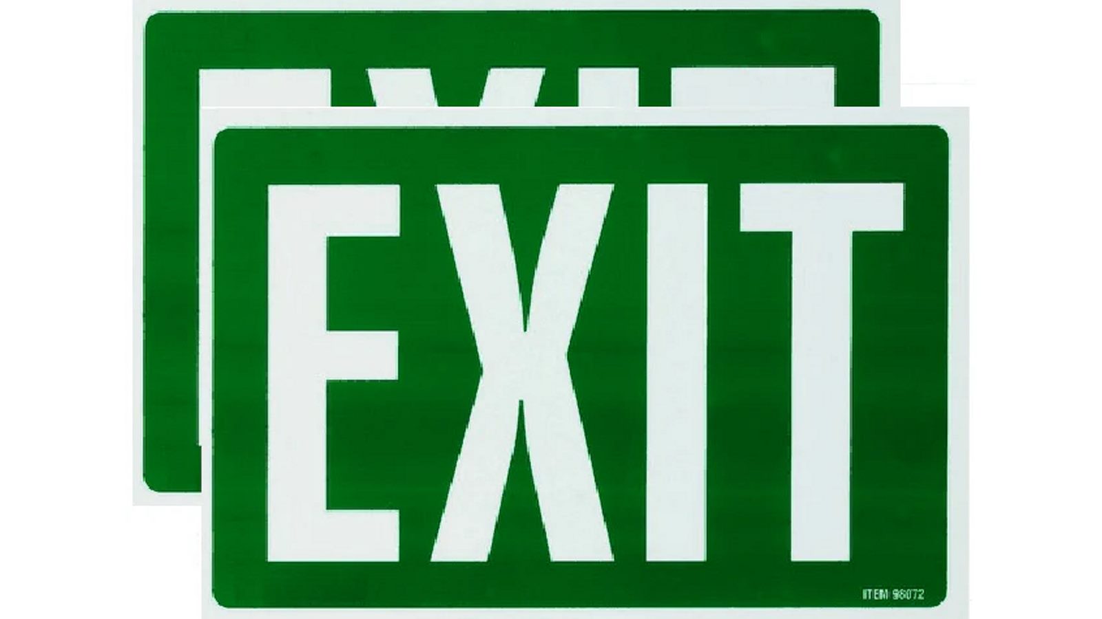 Headline Pack of 2 Green/White Sign Exit - 203x305mm