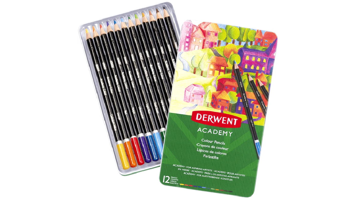 Derwent Academy 12 Colour Pencils Tin Set