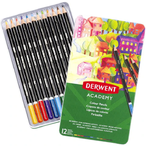 Derwent Academy 12 Colour Pencils Tin Set