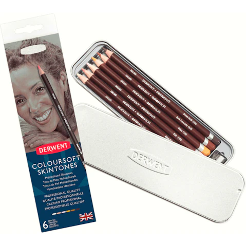 Derwent Pack of 6 Coloursoft Skintones Portrait Pencil