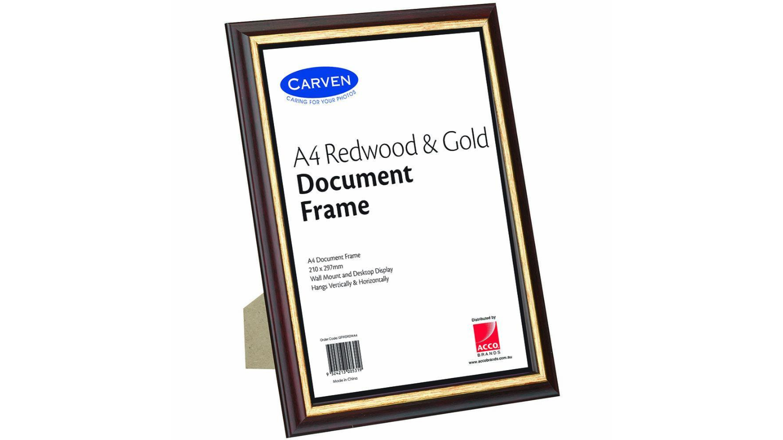 Carven A4 Document Picture Photo Frame - Redwood/Gold