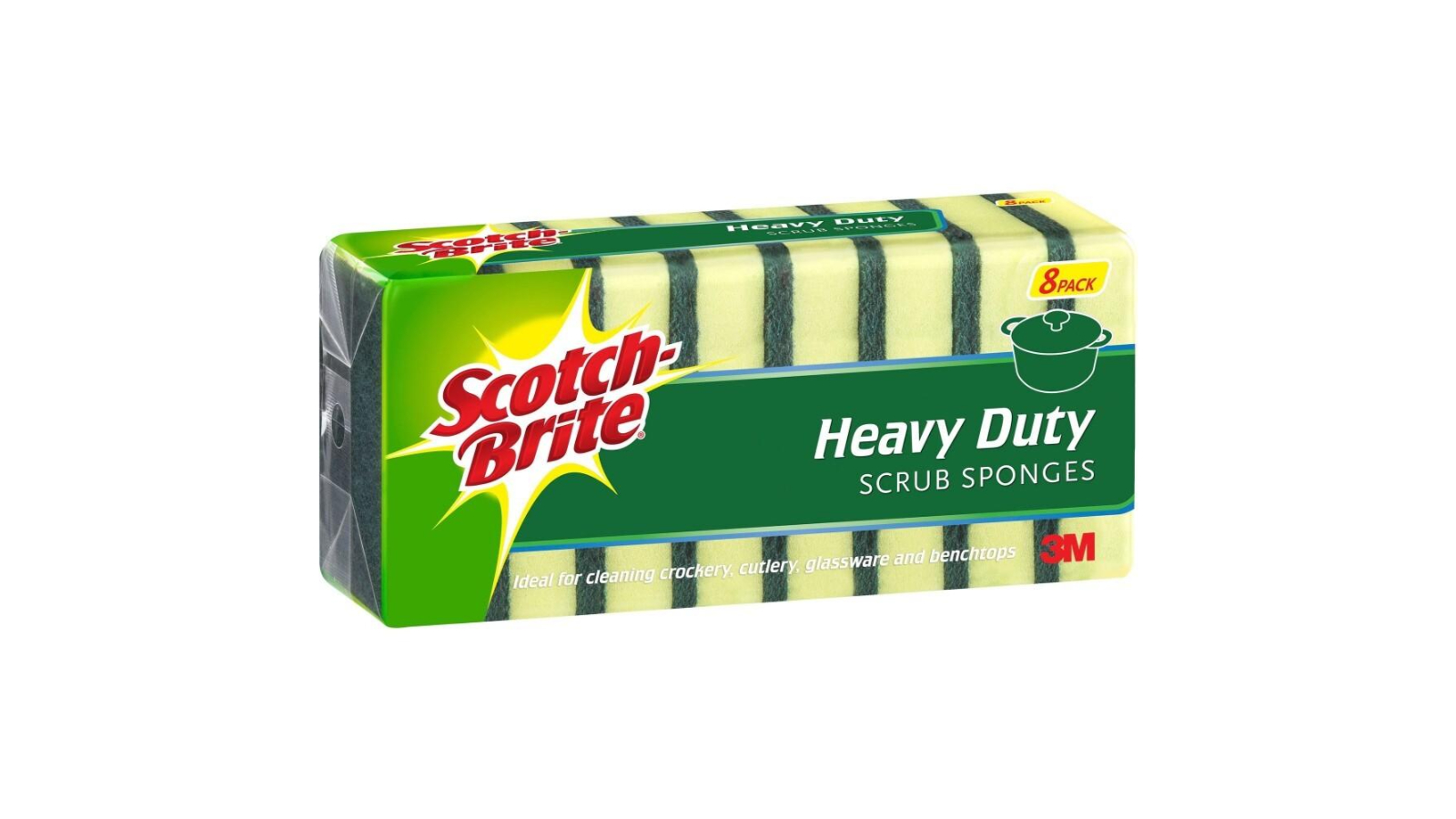Scotch Brite Pack of 8 Heavy Duty Scrub Sponge Scourer