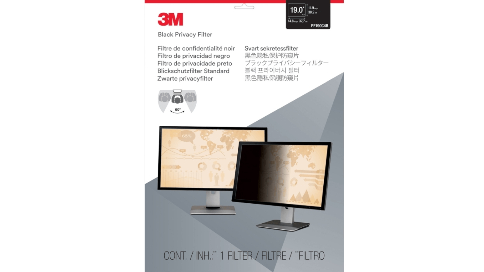 3M Universal Monitor Screen Privacy Filter - 19inch 