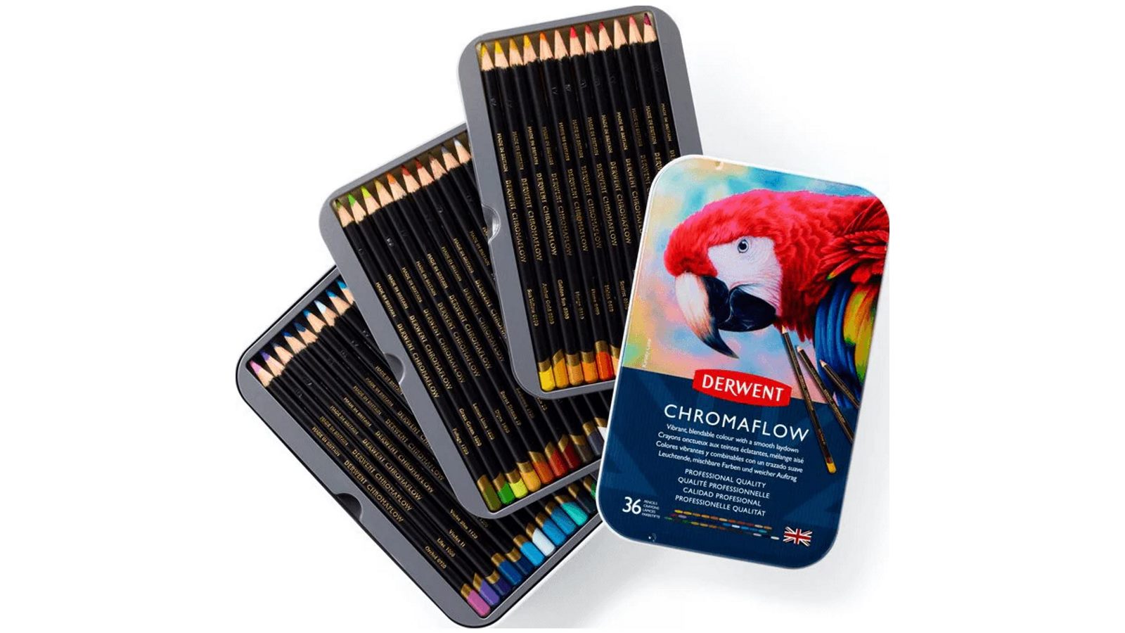 Derwent ChromaFlow 36 Coloured Pencils Tin Set Rich Vibrant