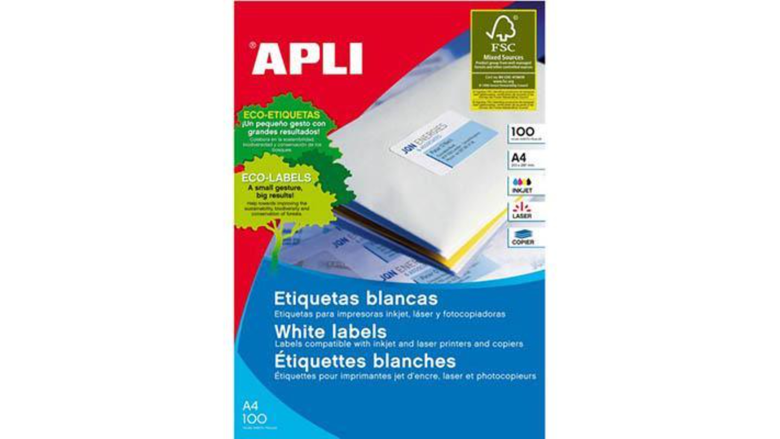 Apli A4 General Use Label Round Corner - 100-sheets