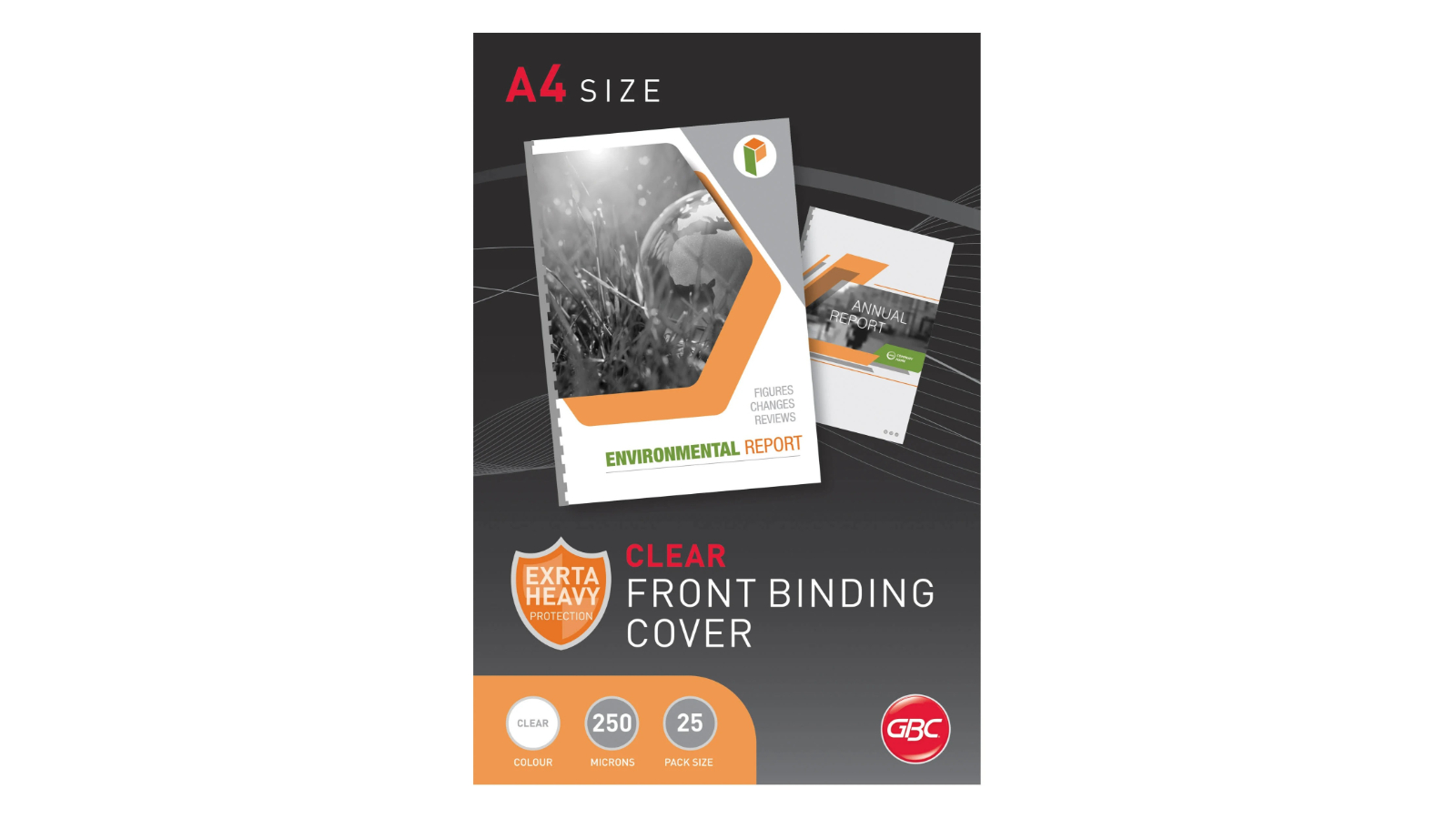 GBC Pack of 100 250 Micron A4 Clear Binding Cover