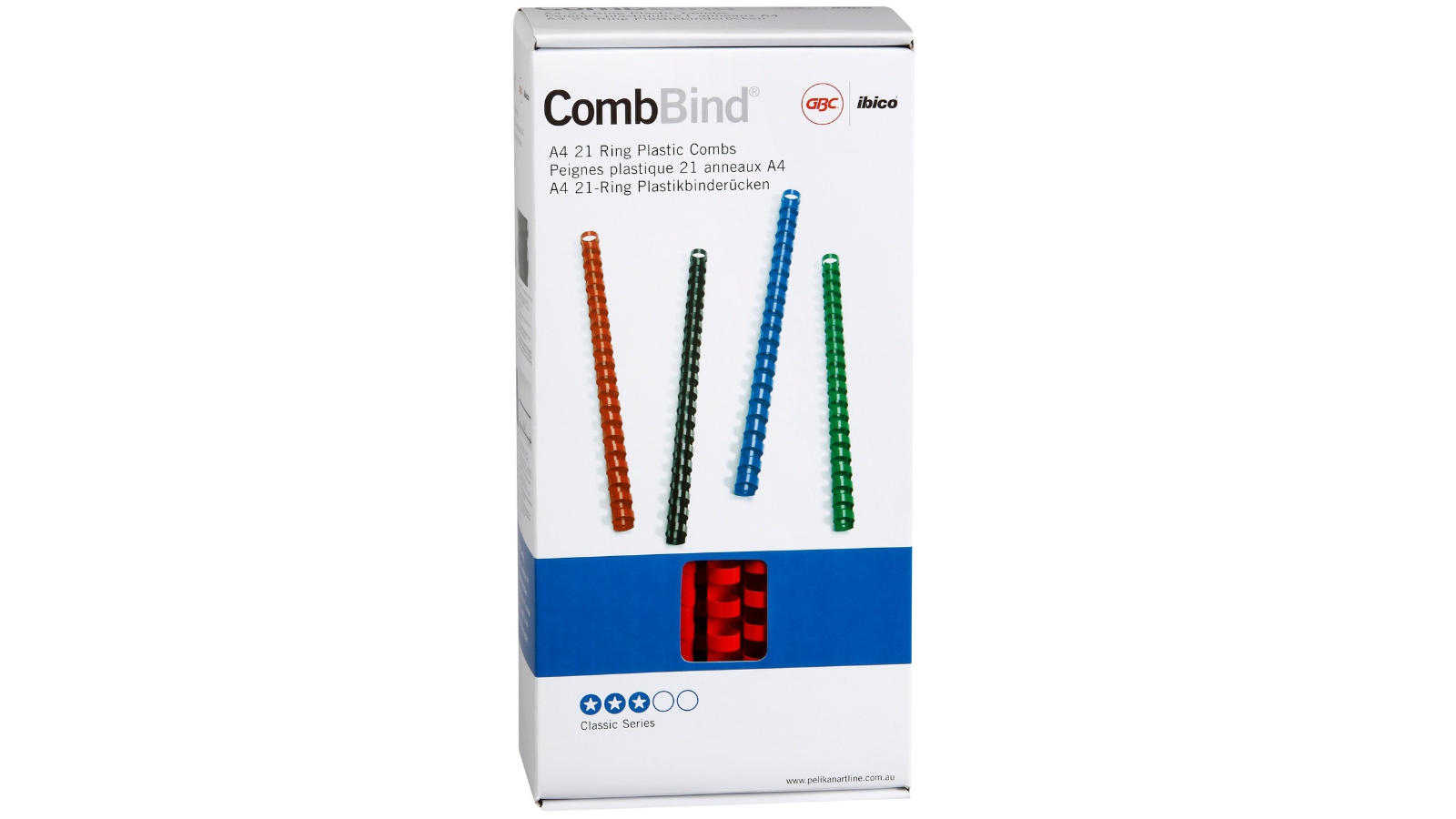 GBC Pack of 100 21 Loop 1.2cm A4 Plastic Binding Comb - Red