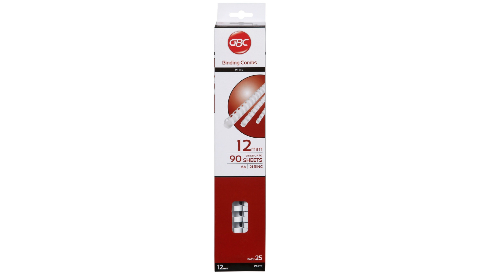 GBC Pack of 25 White 21 Loop A4 Plastic Binding Comb