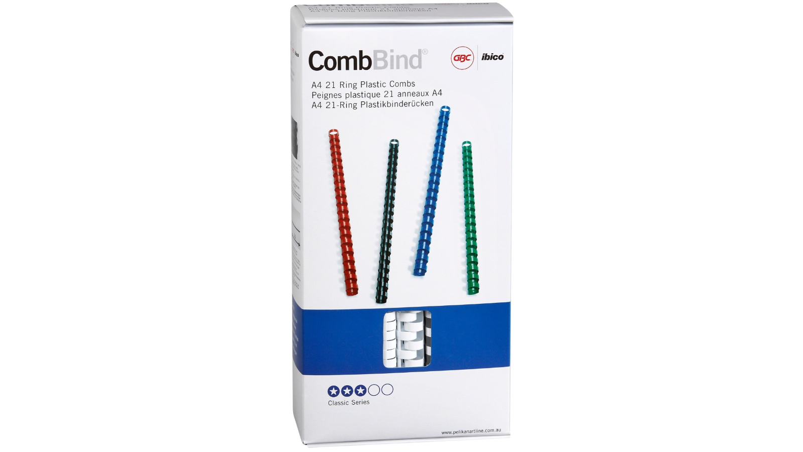 GBC Pack of 100 White 21 Loop A4 Plastic Binding Comb - 1.4cm