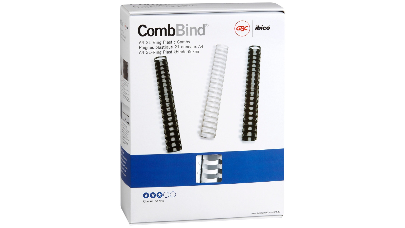 GBC Pack of 50 White 21 Loop A4 Plastic Binding Comb - 3.2cm