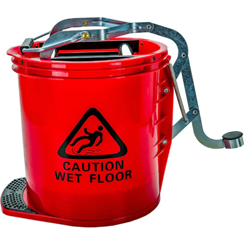 Cleanlink 16 Litre Heavy Duty with Metal Wringer Mop Bucket - Red