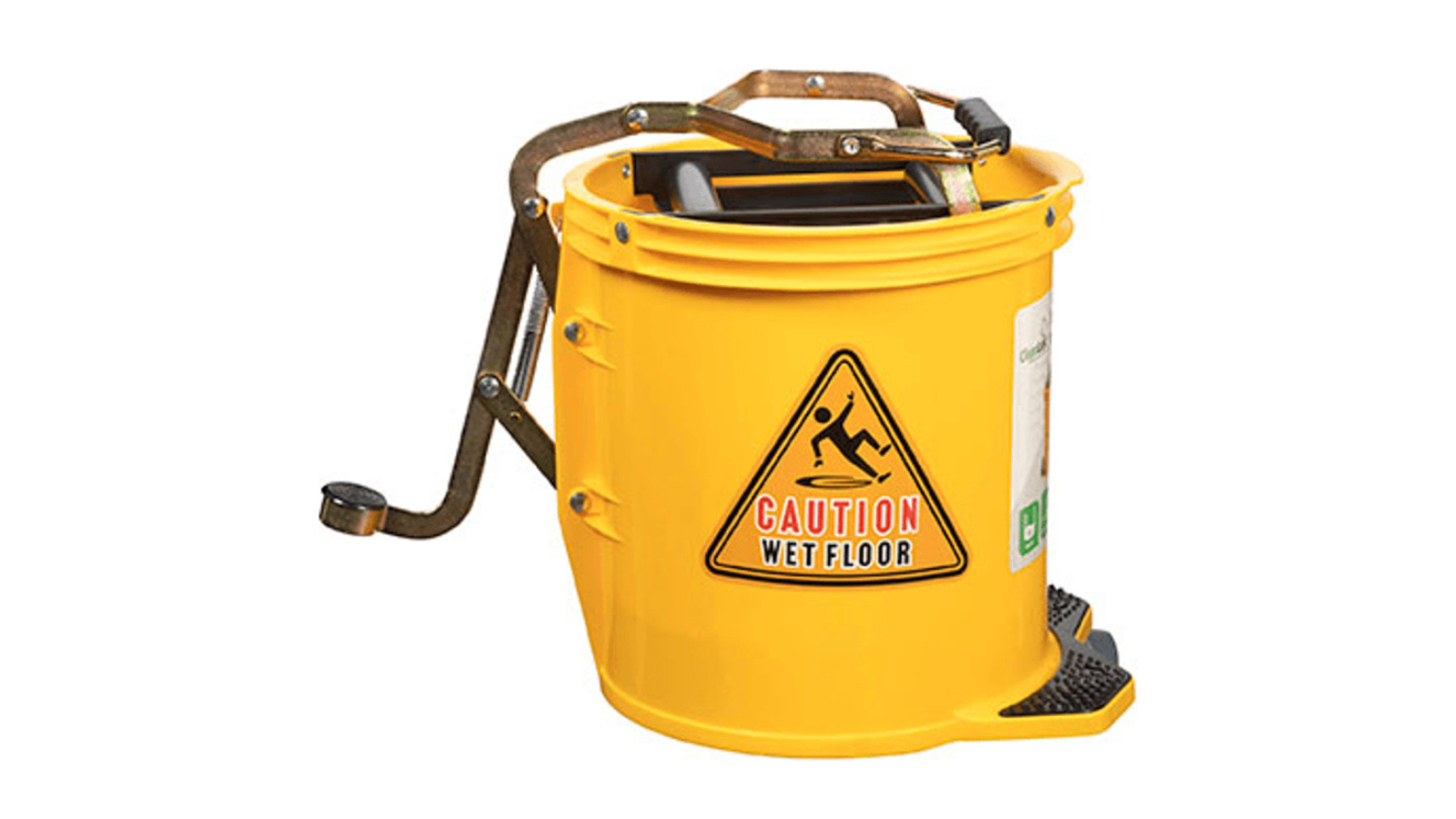 Cleanlink 16 Litre Mop Bucket Heavy Duty with Metal Wringer - Yellow