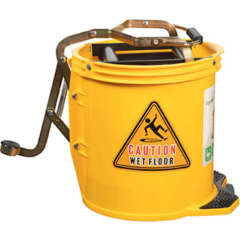 Cleanlink 16 Litre Mop Bucket Heavy Duty with Metal Wringer - Yellow