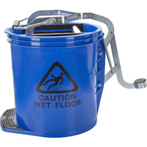 Cleanlink 16 Litre Heavy Duty with Metal Wringer Mop Bucket - Blue