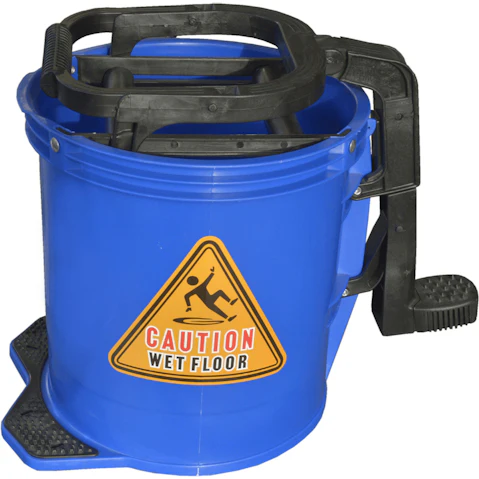 Cleanlink 16 Litre Heavy Duty Plastic Wringer Mop Bucket - Blue