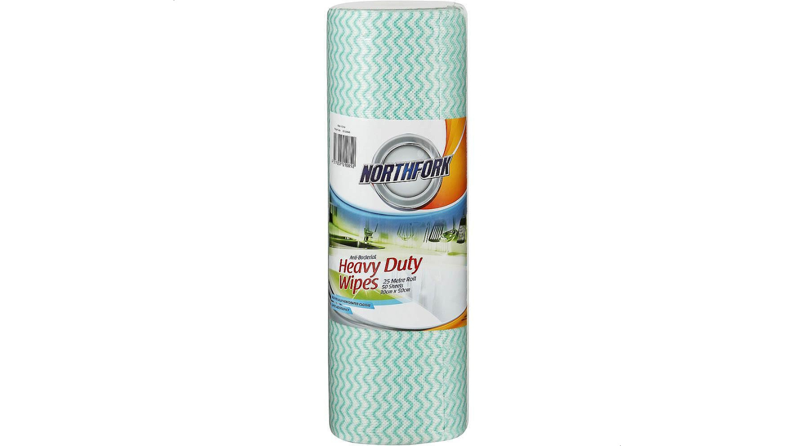 Northfork 50 Sheet Green Antibacterial Heavy Duty Perforated Wipes