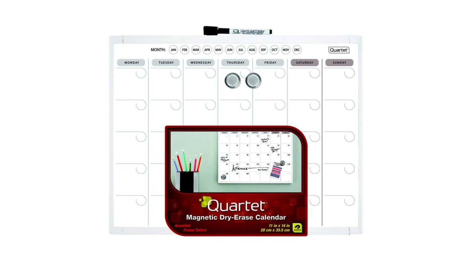 Quartet Basic Calendar Magnetic Whiteboard - 28 x 36cm