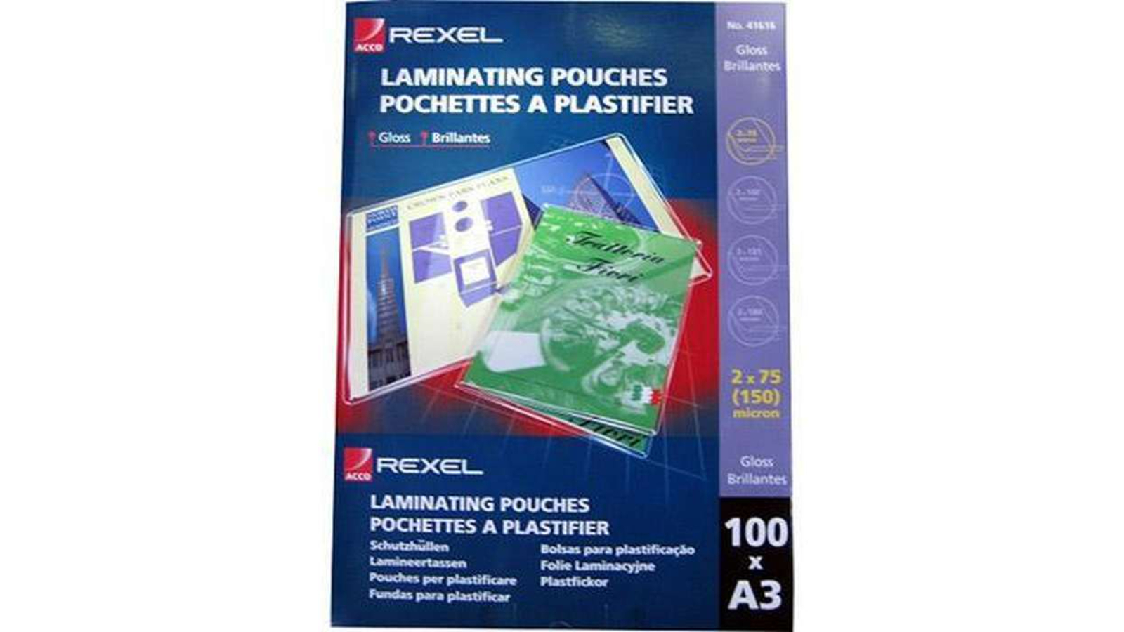 Rexel 100 Micron A3 Clear Laminating Pouch - Pack of 100