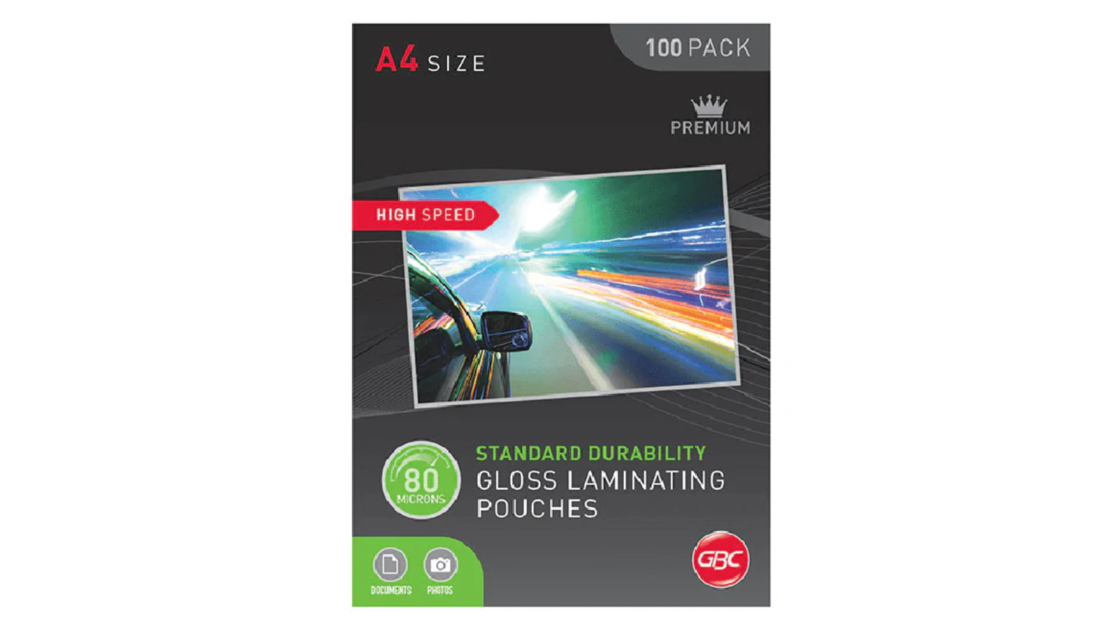 GBC Pack of 100 Clear 80 Micron High-speed Laminating Pouch