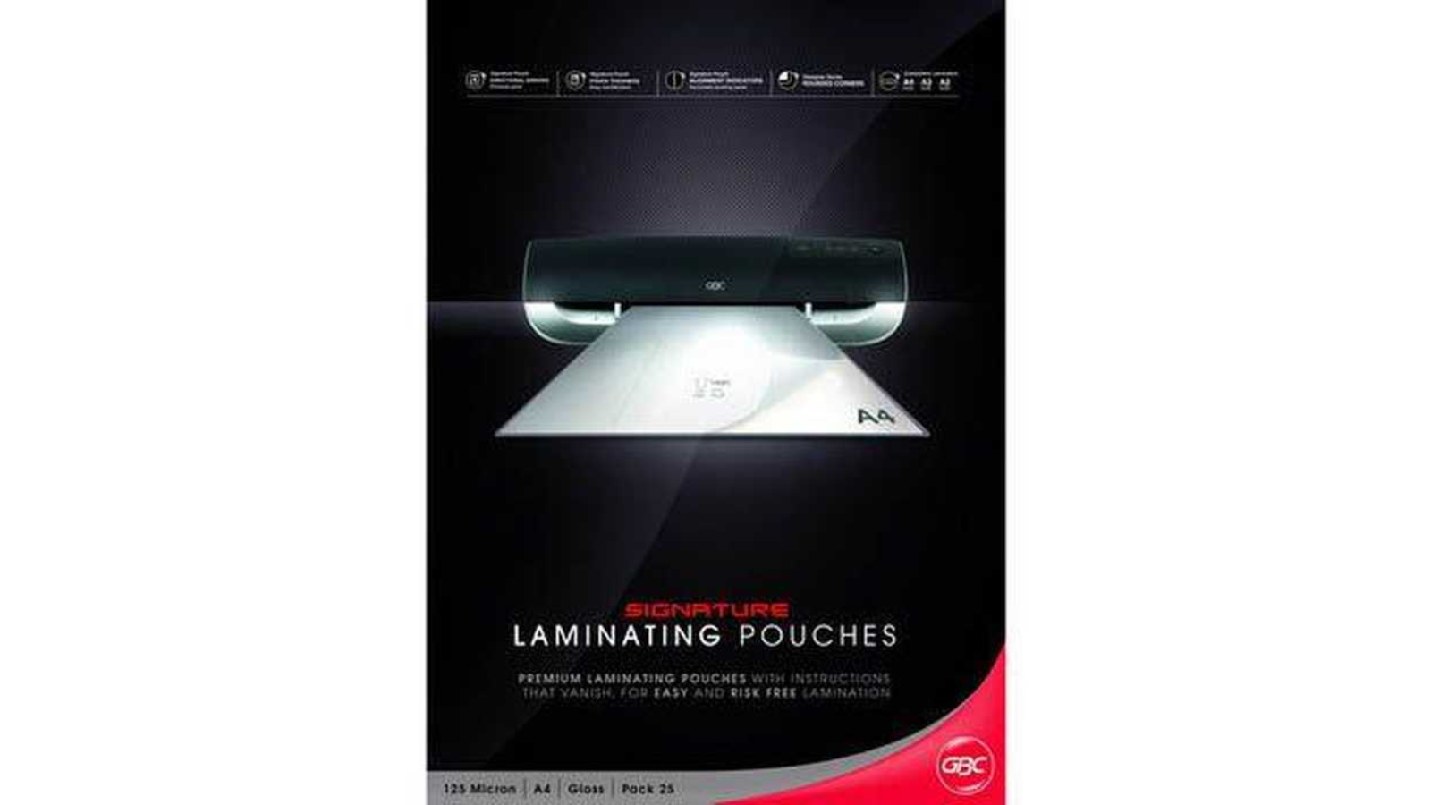 GBC Pack of 25 125 Micron A4 Clear Laminating Pouch