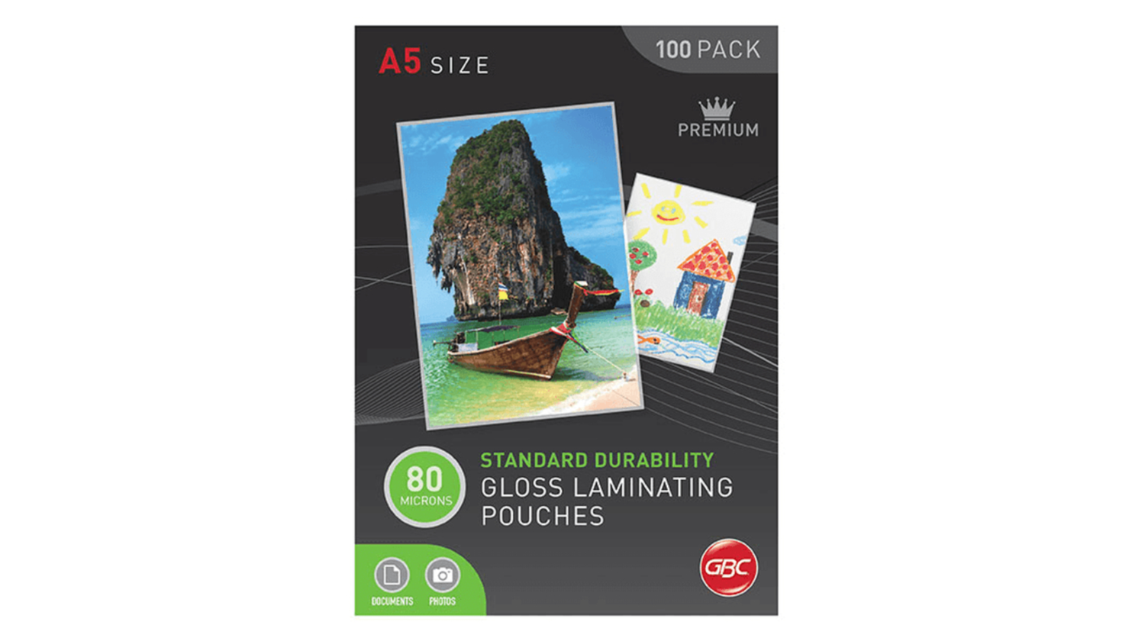 GBC Pack of 100 80 Micron A5 Clear Laminating Pouch
