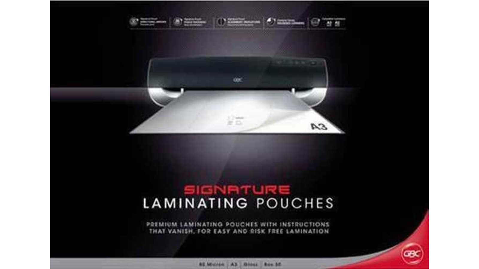 GBC Pack of 50 80 Micron A3 Signature Laminator Pouch - Clear