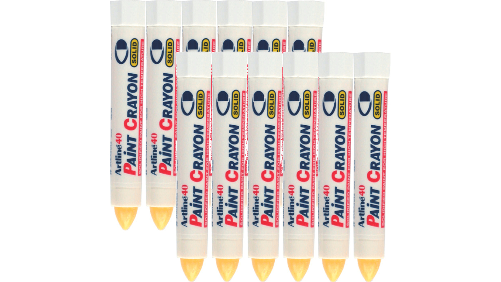 Artline Box of 12 40 Permanent Paint Crayon - Solid Yellow