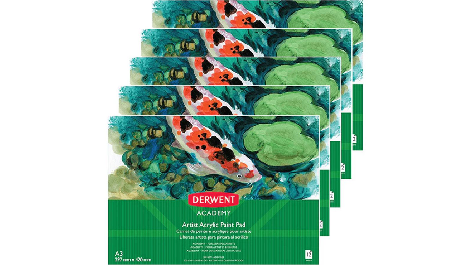 Derwent Academy Artist Acryclic Paint Pad Landscape 12 Sheets A3 - Pack of 5