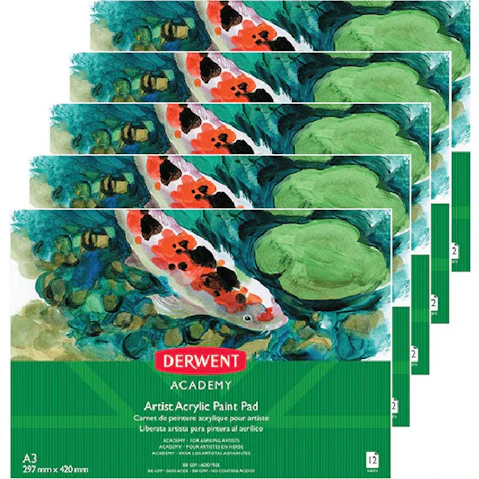 Derwent Academy Artist Acryclic Paint Pad Landscape 12 Sheets A3 - Pack of 5