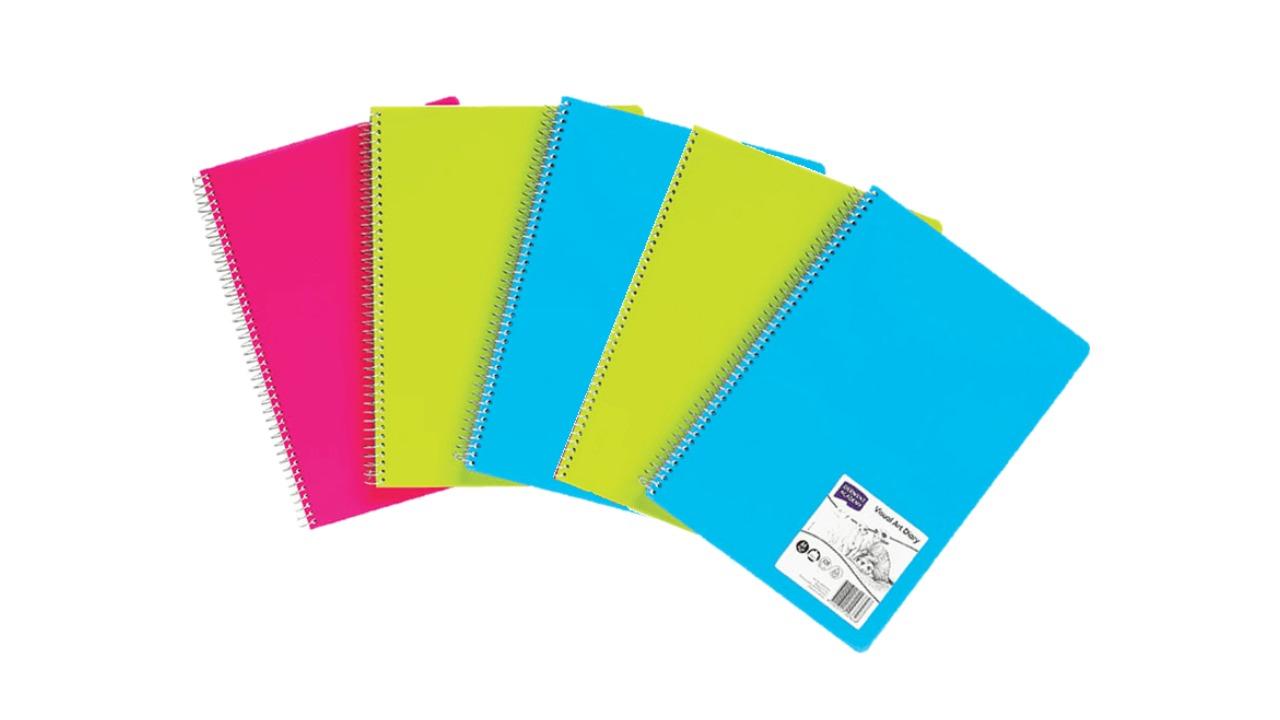Derwent 120 Page A4 Assorted Colour Portrait Academy Visual Art Diary - Pack of 5