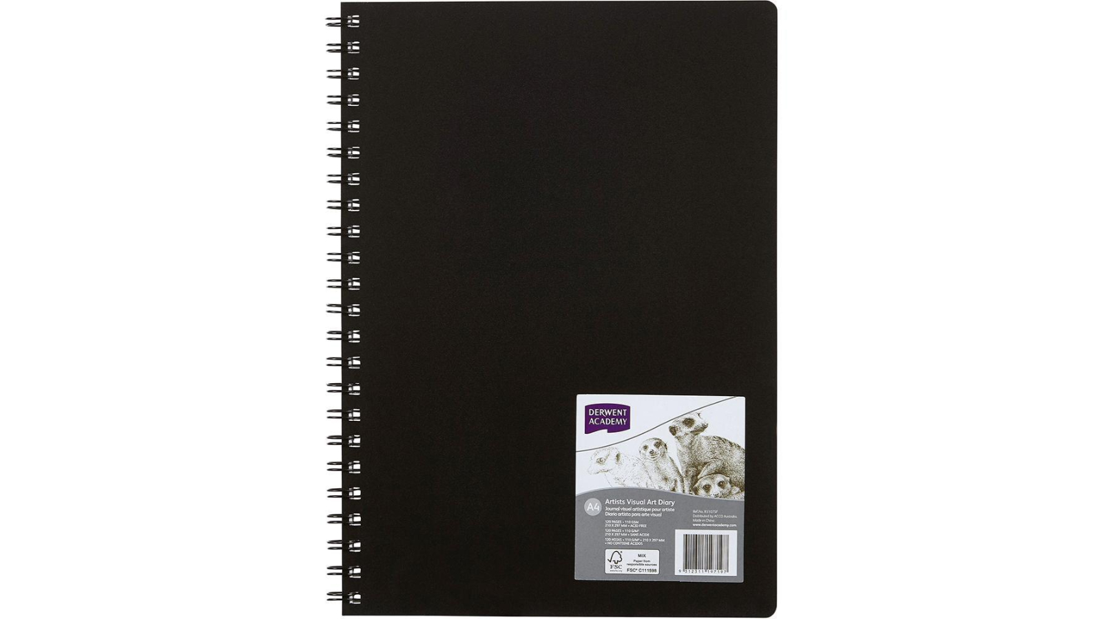 Derwent Black A4 Portrait Academy Visual Art Diary - 120 Page