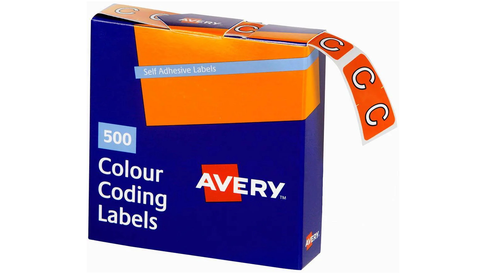 Avery 43203 Pack of 500 2.5 x 3.8cm C Side Tab Colour Coding Label - Orange