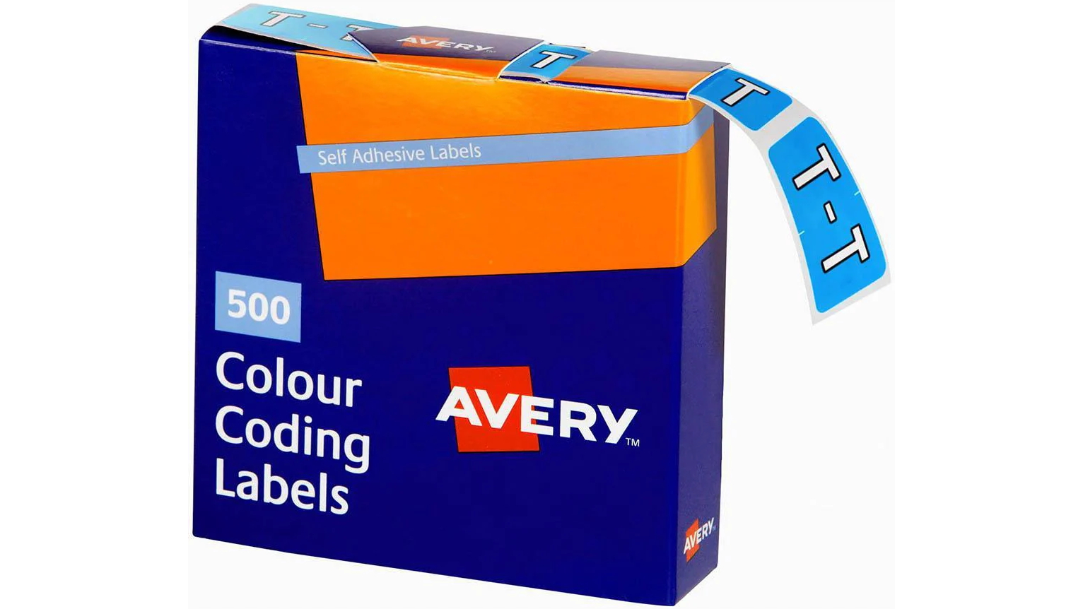 Avery 43220 Pack of 500 2.5 x 3.8cm T Side Tab Colour Coding Label - Blue